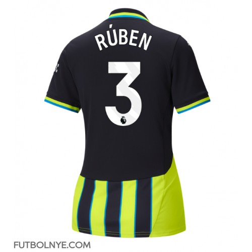 Camiseta Manchester City Ruben Dias #3 Visitante Equipación para mujer 2024-25 manga corta